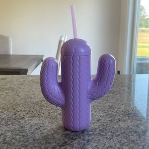 Purple cactus cup with straw. Brand new, never used.